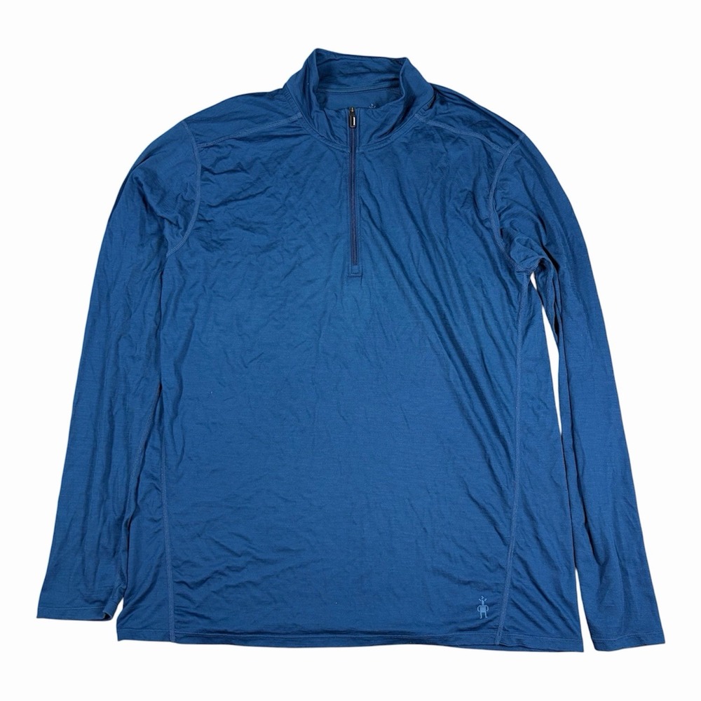Smartwool Mens Merino 150 Plant Dye Indigo Quarter Zip Base Layer Blue Sz XL